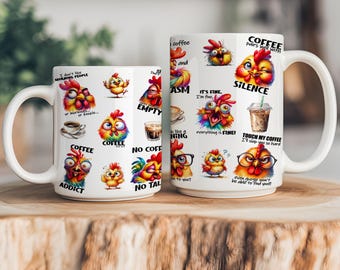 Funny Chicken Mug Wrap, 11oz and 15oz Mug Wrap Sublimation PNG, Instant Digital Download Only, Sassy Mom Mug Design, Chicken Lover Gift Mug
