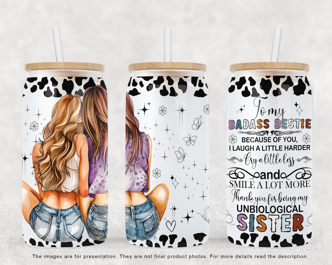 To My Badass Bestie Glass Coffee Cup 16oz Libbey Glass Can, Best Friend ...