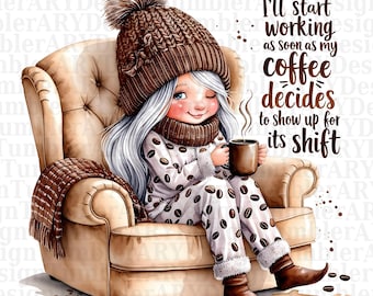 Funny Coffee Quote PNG: Sublimation Design, Mug Wrap (Digital Download)