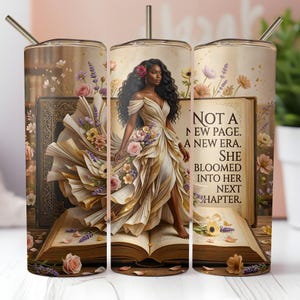 Black Woman 20oz Skinny Tumbler Wrap Sublimation Design, Inspirational Book Tumbler, Black Girl Tumbler PNG Digital Download