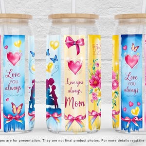 Mom Life 16oz Libbey Glass Can Tumbler Sublimation Design, UV Dtf Cup Wrap Mama, Mother's Day Glass Can Wrap PNG File Digital Download