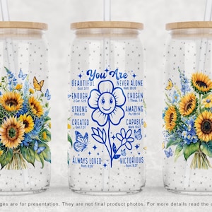 You Are... Affirmations 16oz Libbey Glass Can Tumbler PNG | Daily Self-Love Tumbler Wrap Sublimation Design | PNG file Digital Download