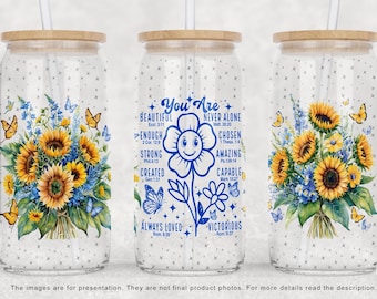 Envoltura para vaso con afirmaciones: Diseño de amor propio (descarga digital)