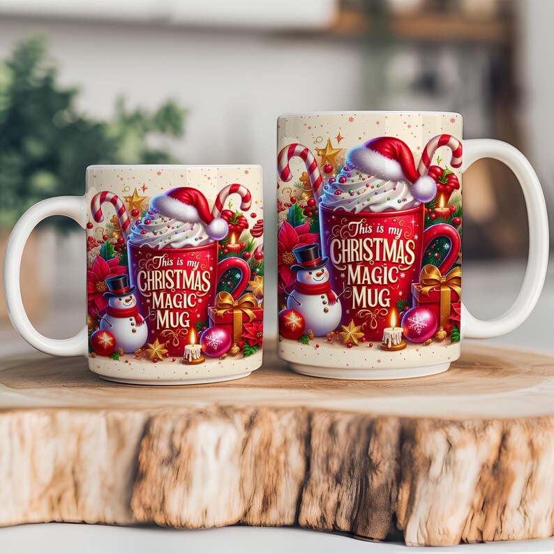 This is My Christmas Magic Mug PNG Design Digital Download, Christmas 11oz & 15oz Mug Png wrap, Christmas Holiday Mug png Sublimation Design