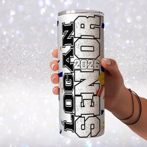 Senior Graduation 2026 College Football Tumbler Wrap PNG: Add Photo and Name (Digital Download) image 5