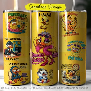 Tumbler wrap sarcastico e divertente da ufficio con stampa a sublimazione, da 20 once, sottile, dritto e affusolato, per un umorismo da ufficio impertinente e un'atmosfera da regina del dramma.