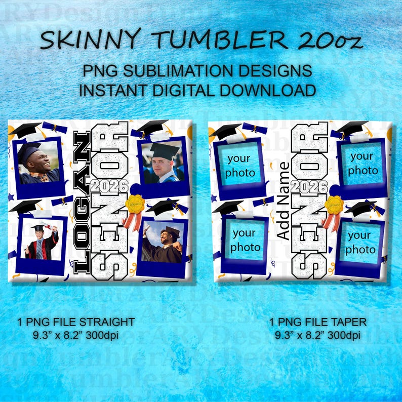 Senior Graduation 2026 College Football Tumbler Wrap PNG: Add Photo and Name (Digital Download) image 7