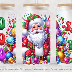 Santa Baby Christmas Can Wrap PNG, HoHoHo Christmas 16oz Libbey Glass Can Tumbler Sublimation Design Digital Download, Cute Santa png Wrap