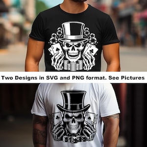 Aces tête de mort Poker cartes fichiers SVG & PNG Téléchargement numérique, cartes à jouer poker Clipart png svg, Image vectorielle de jetons de casino, tête de mort haut de forme svg