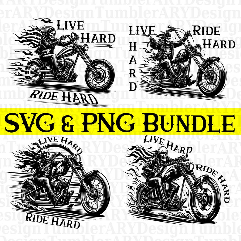 Live Hard Ride Hard Bundle SVG & PNG, Biker Lives Sublimation Design