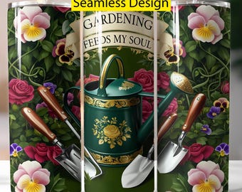 Tuinieren beker wrap, 20oz mager sublimatie ontwerp, plantenliefhebber beker wrap, tuinthema png, digitale download beker wrap bestand