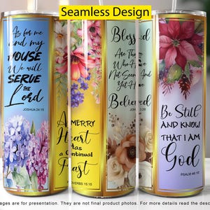 Floral Bible Verse Affirmations 20oz PNG Sublimation, 20oz Skinny Tumbler Sublimation Design, Christian Tumbler Wrap, Bible Verse Tumbler