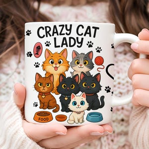 Funny Cat Mug Wrap: Sublimation Design for 11oz/15oz Mugs (Digital Download PNG File)