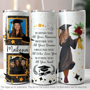 Black Girl Graduation Tumbler Wrap PNG, Add Your Photos Graduation 20oz Skinny Tumbler Sublimation, Girl Senior Graduation Tumbler Gift