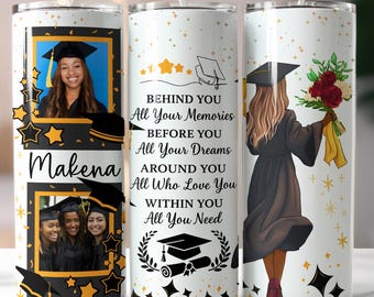 Black Girl Graduation Tumbler Wrap PNG, Add Your Photos Graduation 20oz Skinny Tumbler Sublimation, Girl Senior Graduation Tumbler Gift
