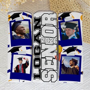 Senior Graduation 2026 College Football Tumbler Wrap PNG: Add Photo and Name (Digital Download) image 4