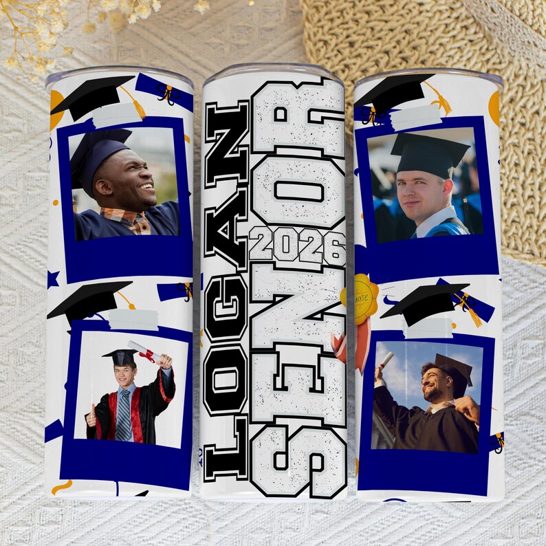 Senior Graduation 2026 College Football Tumbler Wrap PNG: Add Photo and Name (Digital Download) image 4