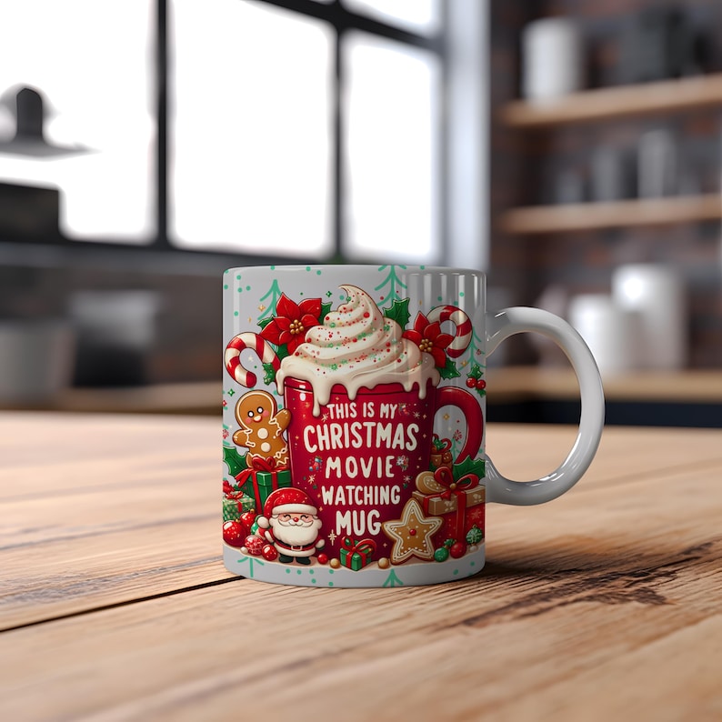 This is My Christmas Movie Watching 11oz & 15 oz Mug Wrap, Cute Christmas Mug, Christmas Movies Mug, Holiday Movies Mug PNG Digital Download