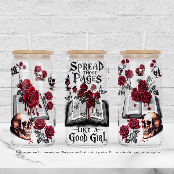 Smut Readers 16oz Glass Can Wrap PNG – A funny reading Libbey Glass sublimation for book lovers! Perfect spicy reader gift, Digital download