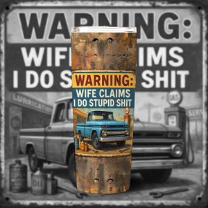 Envoltura para vaso con advertencia sarcástica de Retro Garage: Diseño divertido de sublimación (descarga digital PNG)