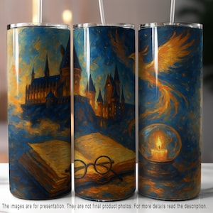 Wizard World 20oz Tumbler Wrap PNG, Wizard School Skinny Tumbler Sublimation Design, Fantasy Wizard Cup Wrap, Digital Download PNG File Only