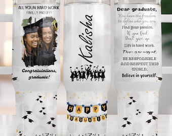Black Girl Graduation 40oz Tumbler Wrap PNG, Add Photo Name, 2026 Graduation Gift Sublimation Design, Custom Girl Graduate PNG Digital File