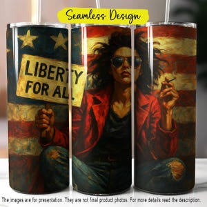 Liberty Woman 4. Juli 20 Unzen Skinny Tumbler Wrap PNG, Patriotic Sublimation Design, Unabhängigkeitstag Tumbler PNG Digital Download File