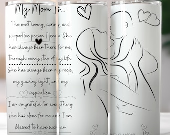 My Mom Is Tumbler Wrap PNG, Seamless 20oz Skinny Sublimation Design, Mother’s Day Gift, Digital Download