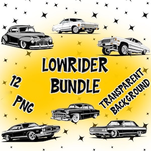 LOWRIDER clipart Bundle PNG, Old School Lowrider Car Sublimation Design, Png Instant Digital Download files for your project