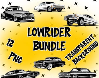 Lowrider Car Clipart Bundle: Old School PNG Designs (Digital Download)