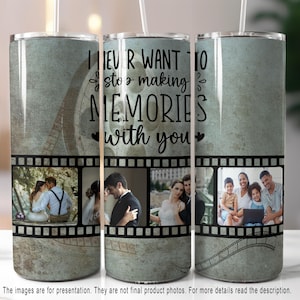 Making Memories Couples Photo Tumbler Wrap PNG Add Your Photos 20oz Skinny Tumbler Sublimation, Love Polaroid Template Instant Download File
