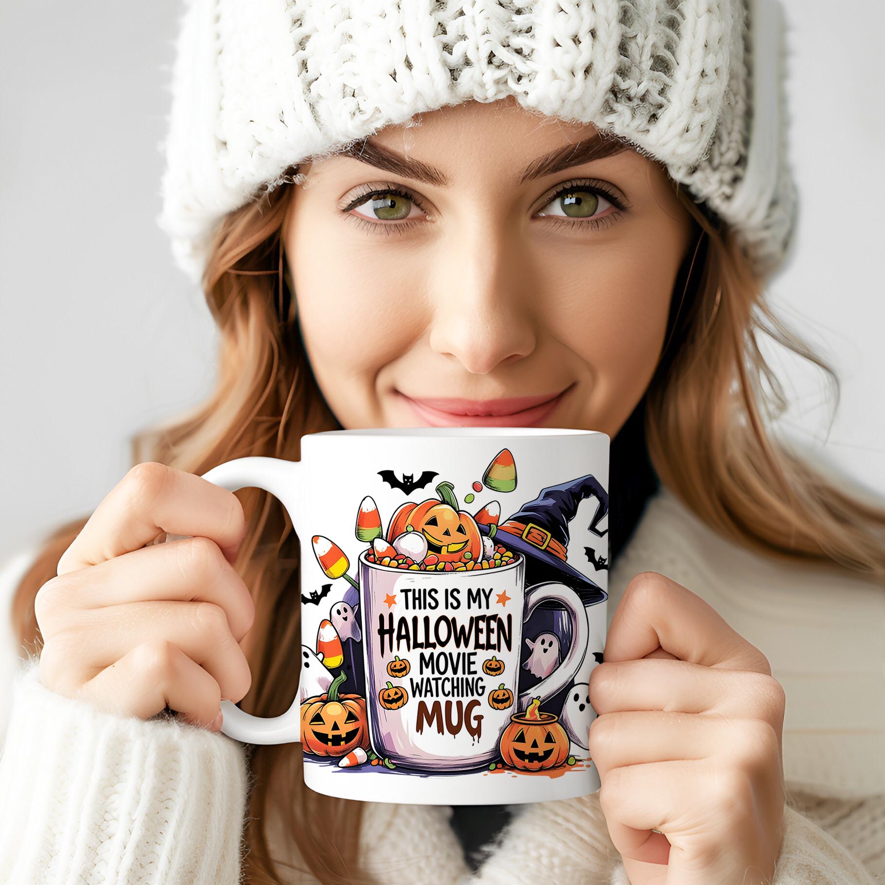 This is my Halloween Movie Watching Mug PNG Design Digital Download, Halloween 11oz 15oz Mug Wrap, Halloween Holiday Mug Sublimation Design