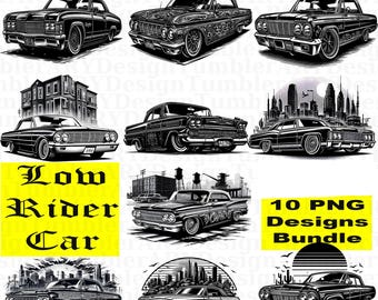 LOWRIDER Bundle PNG, Lowrider Car Sublimation Design, Lowrider car 10 Png files Instant Digital Download, Old School Cars png