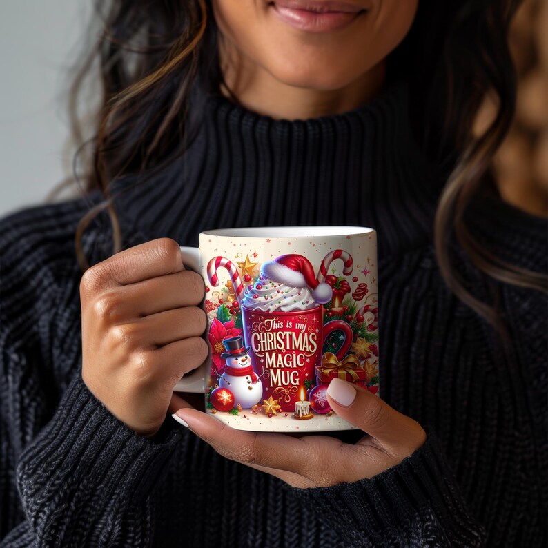 This is My Christmas Magic Mug PNG Design Digital Download, Christmas 11oz & 15oz Mug Png wrap, Christmas Holiday Mug png Sublimation Design