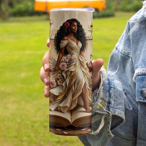 Black Woman 20oz Skinny Tumbler Wrap Sublimation Design, Inspirational Book Tumbler, Black Girl Tumbler PNG Digital Download