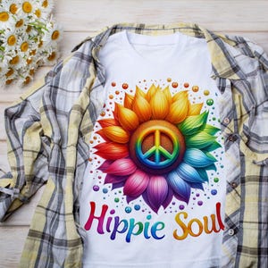 Hippie Soul PNG Sublimation Design, Western Hippie Png, Peace Sign PNG, Hippie Vibes T-shirt Design Digital File Download Only, DIY mug etc