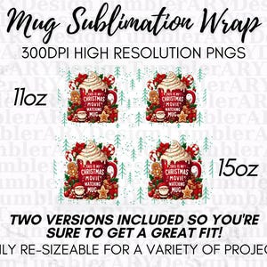 This is My Christmas Movie Watching 11oz & 15 oz Mug Wrap, Cute Christmas Mug, Christmas Movies Mug, Holiday Movies Mug PNG Digital Download