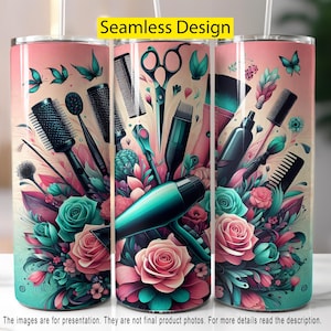 Hairdresser 20oz Tumbler Wrap PNG, Hairstylist Sublimation Design, Hair Boss Seamless Tumbler, Hair Hustler Tumbler PNG Digital Download
