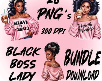28 Black Boss Lady Bundle PNG, Black Woman Clipart, Black Girl Boss Clipart, Black Boss Lady, Black Afro Lady PNG, Girl Boss Bundle PNGs