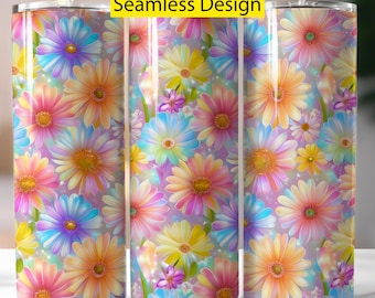 Spring Floral Tumbler Wrap PNG, 20oz Skinny Tumbler Sublimation, Beautiful Spring Flowers Design, Flower Cup Wrap, PNG Digital Download File