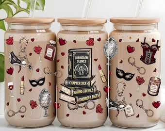 Pittig boek 16oz Libbey Glass Can Wrap PNG, Booktok Smut sublimatieontwerp, Romance Reader Gift, leesgrage esthetiek, digitale download