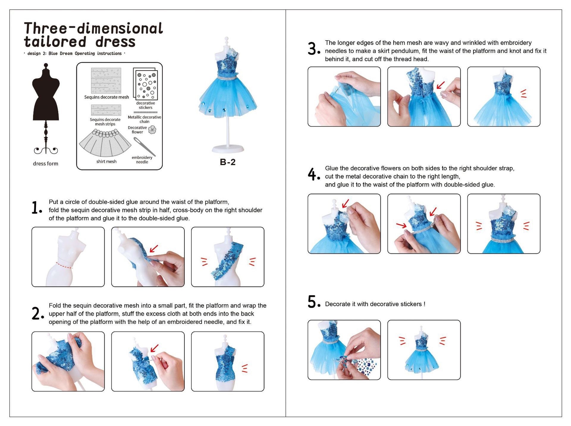 Barbie Doll Dress Making Kit, Fashion Clothes Design Kit With 5 Doll