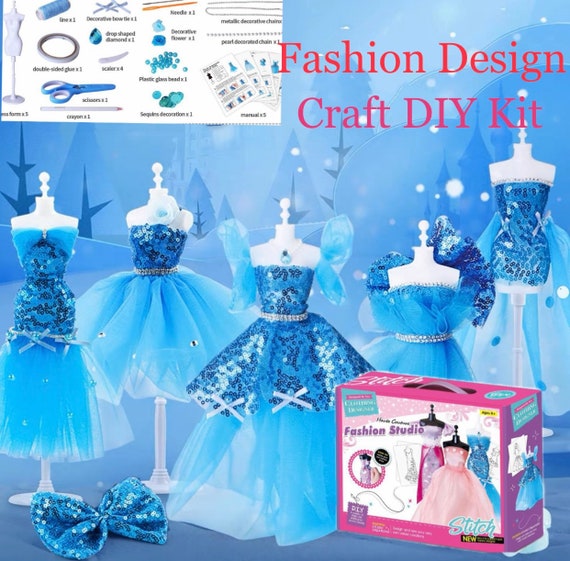 Barbie Doll Dress Making Kit, Fashion Clothes Design Kit With 5 Doll  Mannequins, Creativity DIY Crafts Sewing Kit for Girls Learning Toys 