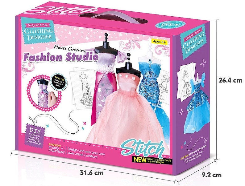 Barbie Doll Dress Making Kit, Fashion Clothes Design Kit With 5 Doll