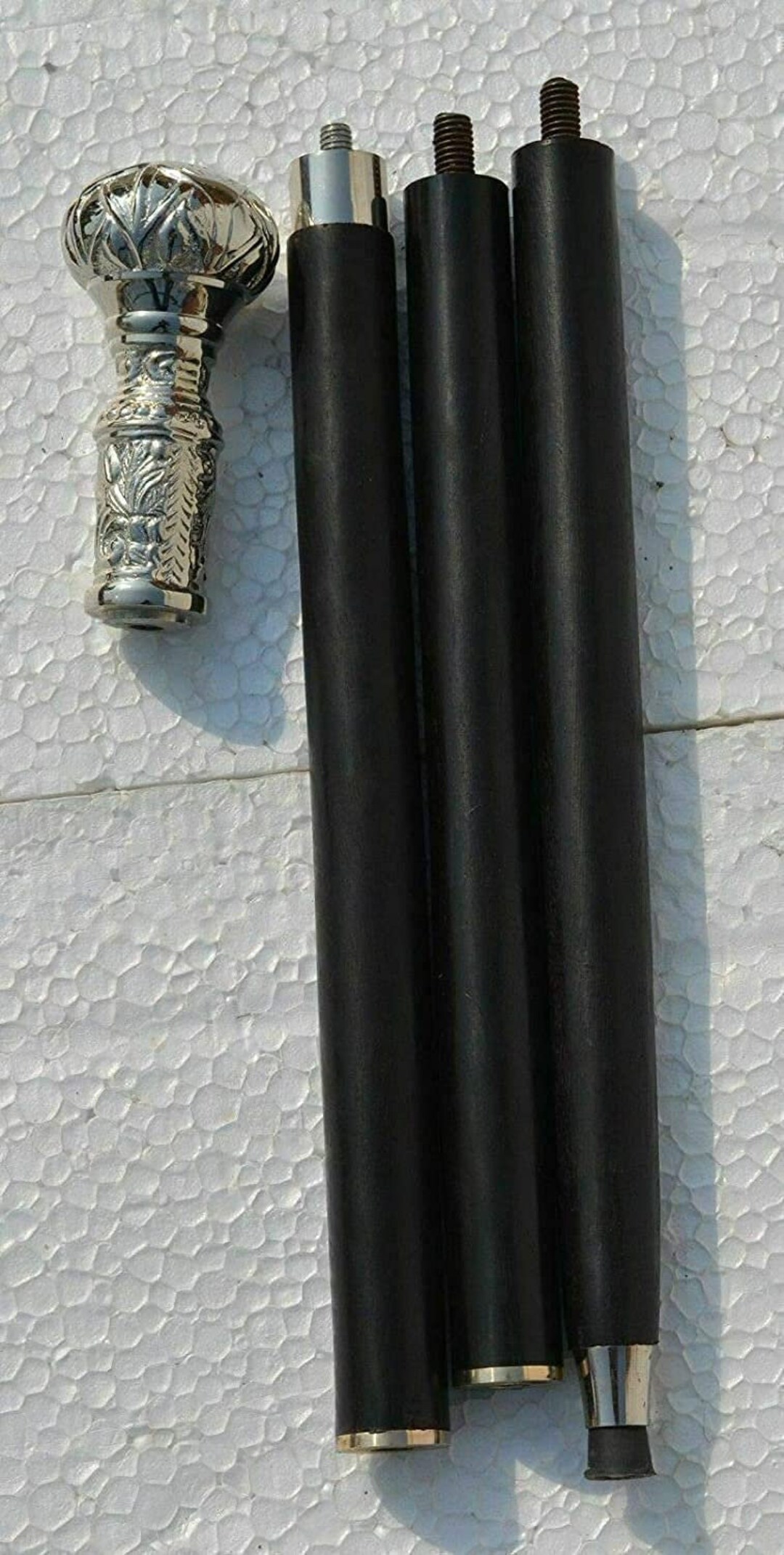 Vintage Designer Silver Brass Ball Handle Antique Style Wooden Etsy