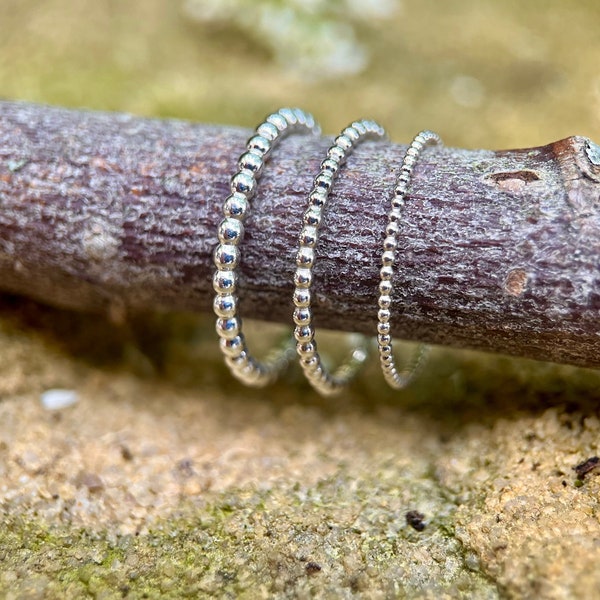 Bague boule en argent, faite à la main, bague avec boules en argent sterling 925 - de vrais bijoux, grand confort de port