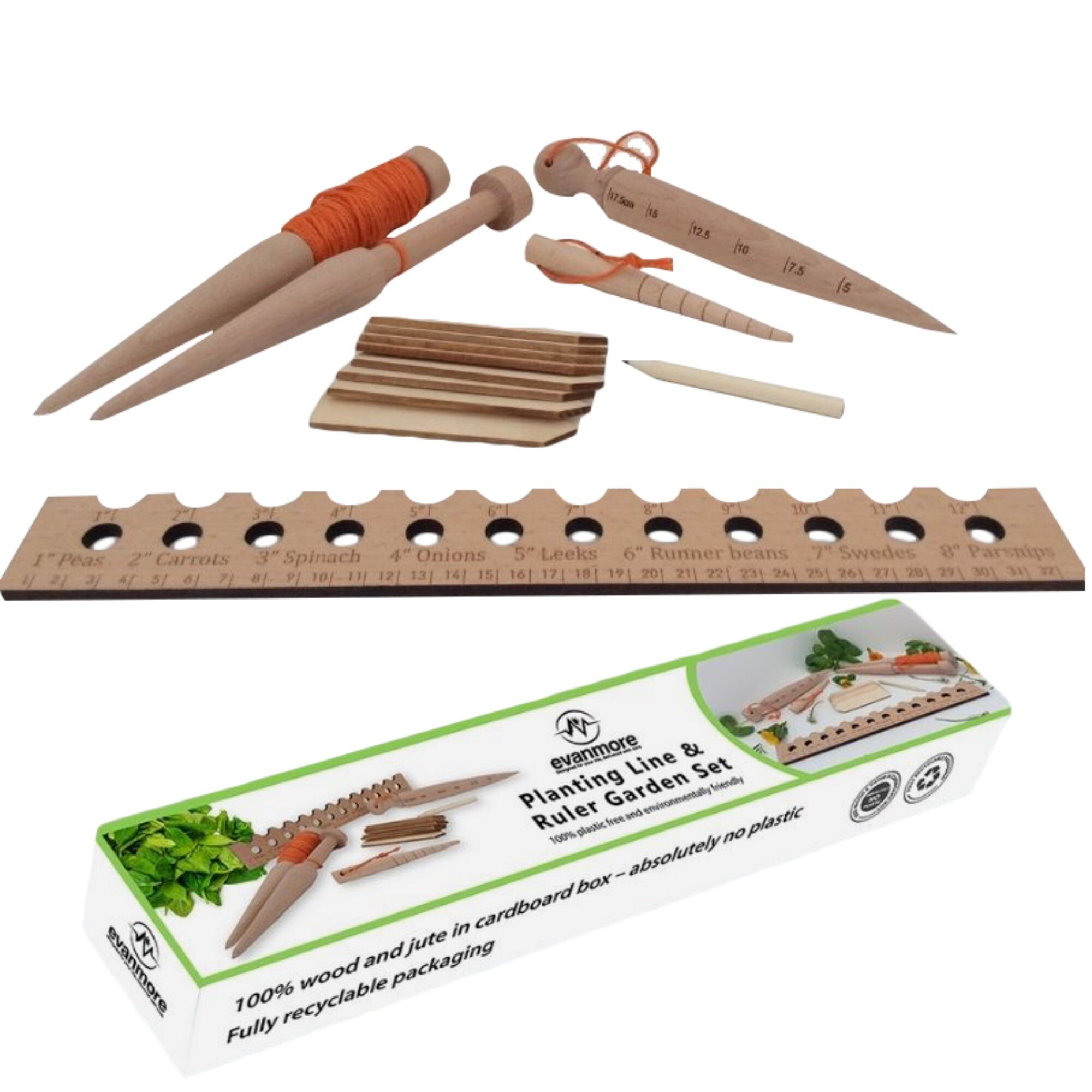 String Row Markers Garden Gift Planting Tool Set - Ruler Seed Seedling Spacer, Line Row ...