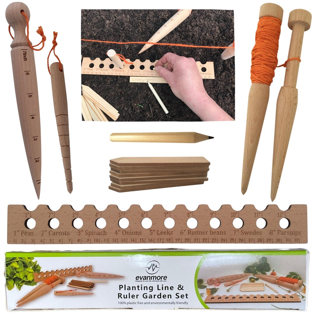 String Row Markers Garden Gift Planting Tool Set - Ruler Seed Seedling Spacer, Line Row ...