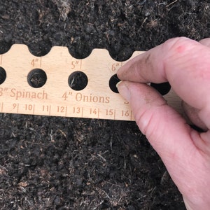 Beech Wood Planting Ruler, Seed Spacing Tool, Garden Gift