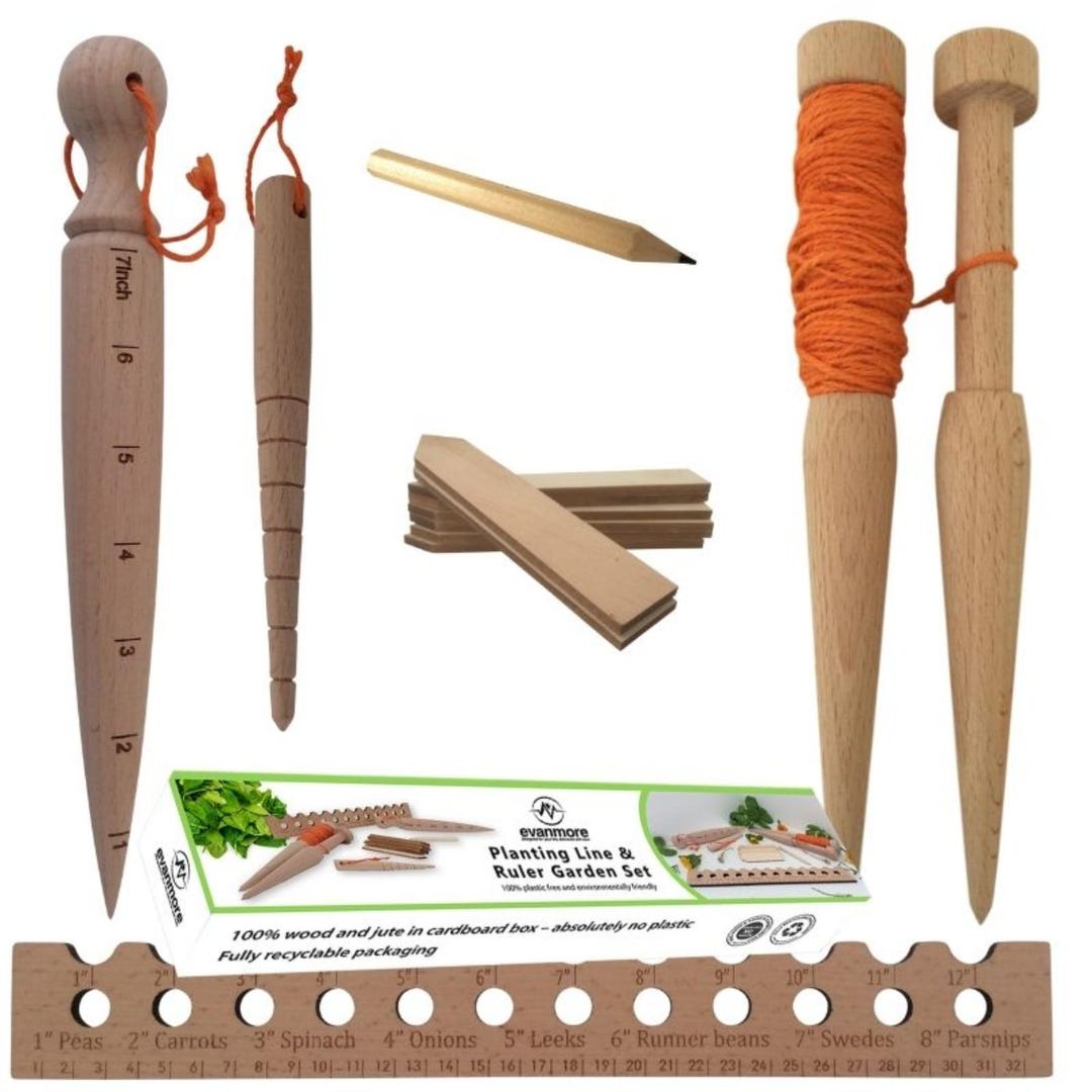 String Row Markers Garden Gift Planting Tool Set - Ruler Seed Seedling Spacer, Line Row ...
